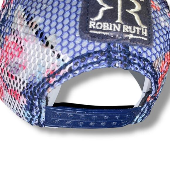 Robin Ruth Colorado Trucker Hat Cap Floral Snapback Mesh Holiday Vacation Blue - Picture 6 of 11